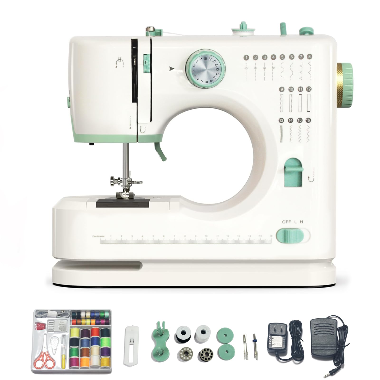 SHYANGLIANG 家庭用電動ミシン コンパクトミシン アップグレード16種の縫い目 操作簡単 静音モーター 返し縫い機能付 LED手元ランプ スピード調整可 男・女・大人/婦人向け 趣味・DIY手作り Amazon | ShyangLiang 家庭用電動ミシン コンパクトミシン